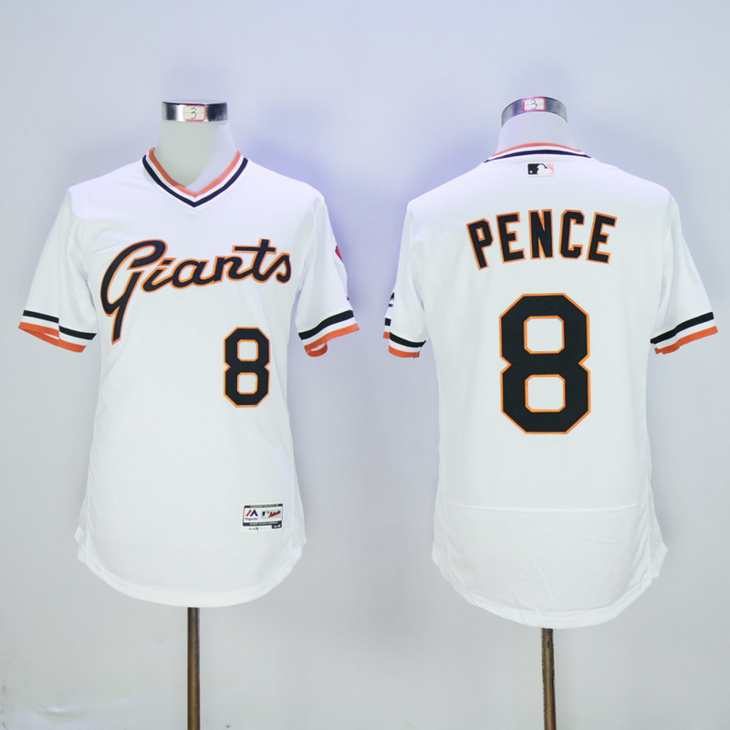 Men San Francisco Giants 8 Pence White Throwback Elite MLB Jerseys